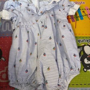 Sal and Pimenta Baby Romper with Sailboat Print